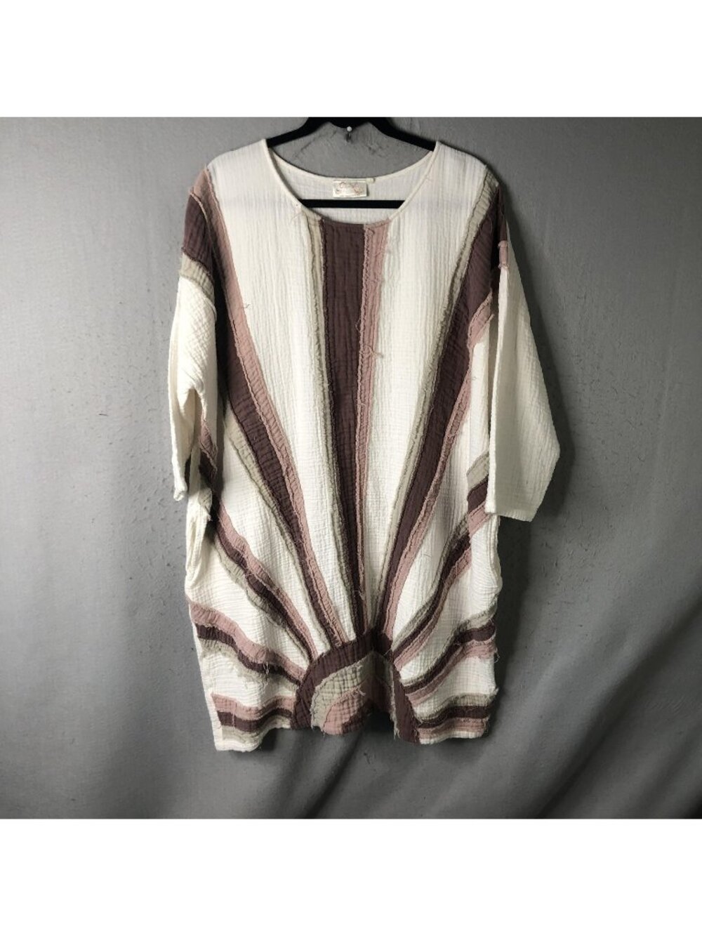 Paper Lace Dress Womens OS White Stripe Kaftan Oversized Boho Cotton Travel